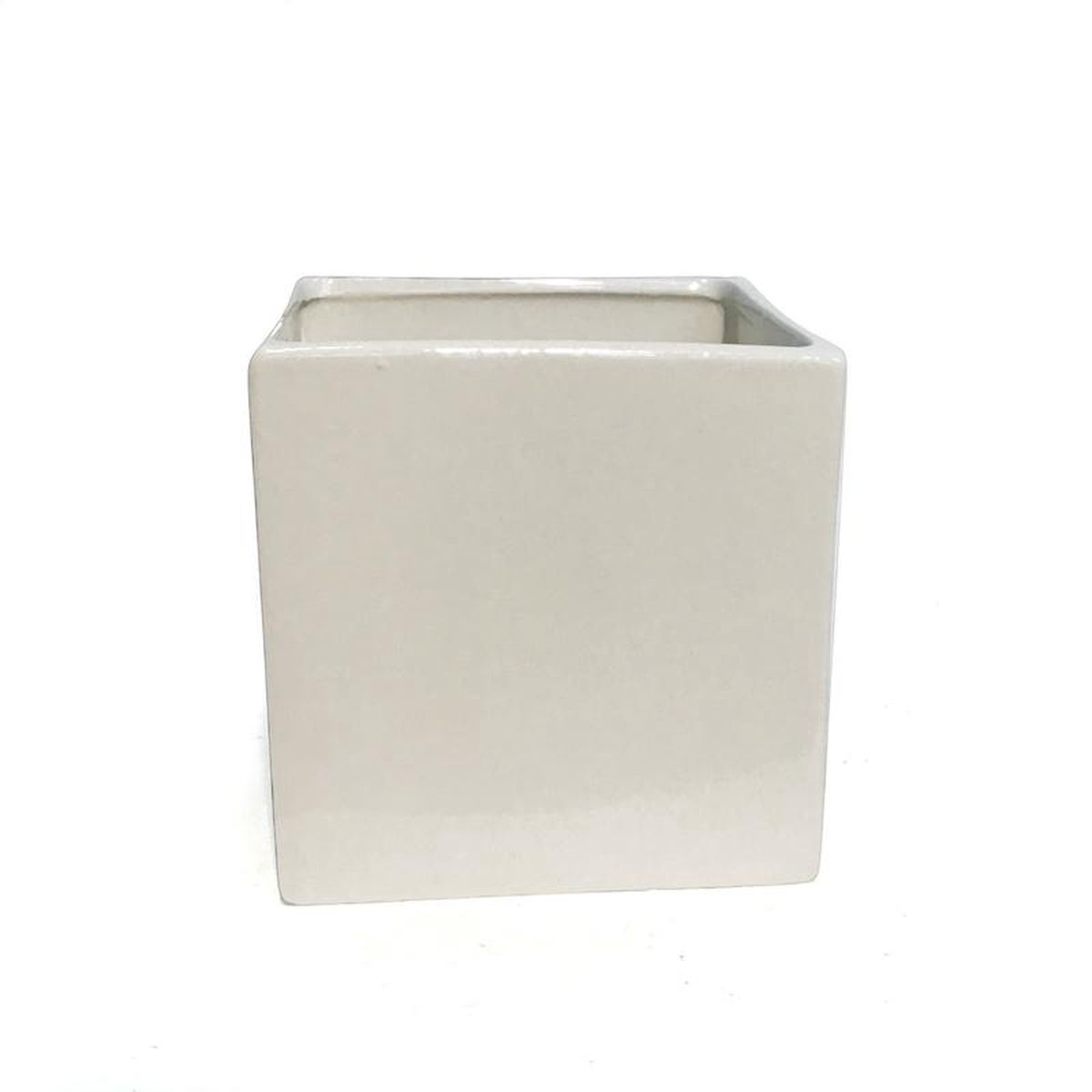 Pot Ceramic 5in White Cube